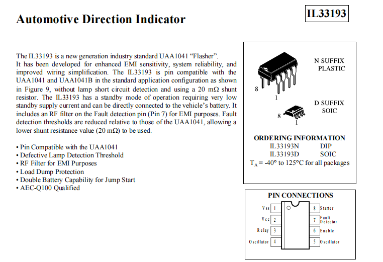 【奥伟斯OWEIS】IL33193：面向下一代汽车电子的高效闪光控制器